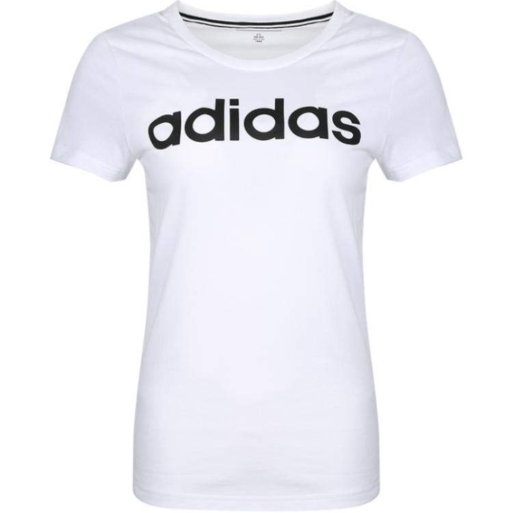 Adidas Neo Lifestyle Casual Series Letter Print Round Neck Fashion Comfortable Short Sleeve T-Shirt Women T-Shirts White DW7940 S