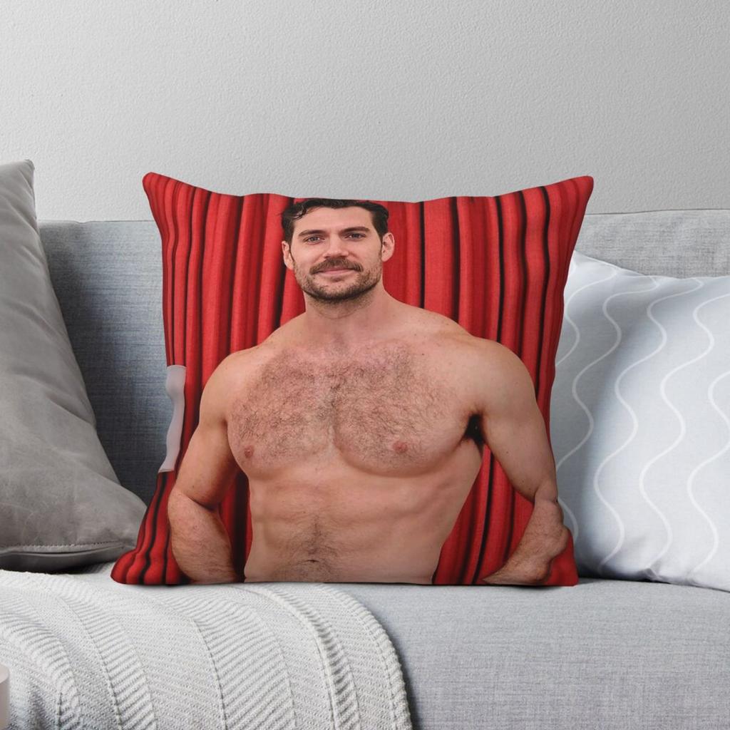 Henry Cavill Sexy Square Pillowcase Polyester Linen Velvet Printed Zip Decor Throw Pillow Case Sofa Cushion Cover