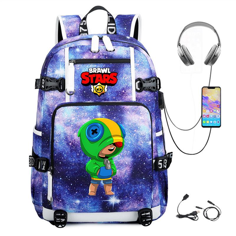 Mochila Periférica Brawl Stars Com Usb Mochila de Estudante para Viagem ao Ar Livre Mochila de Montanhismo de Grande Capacidade