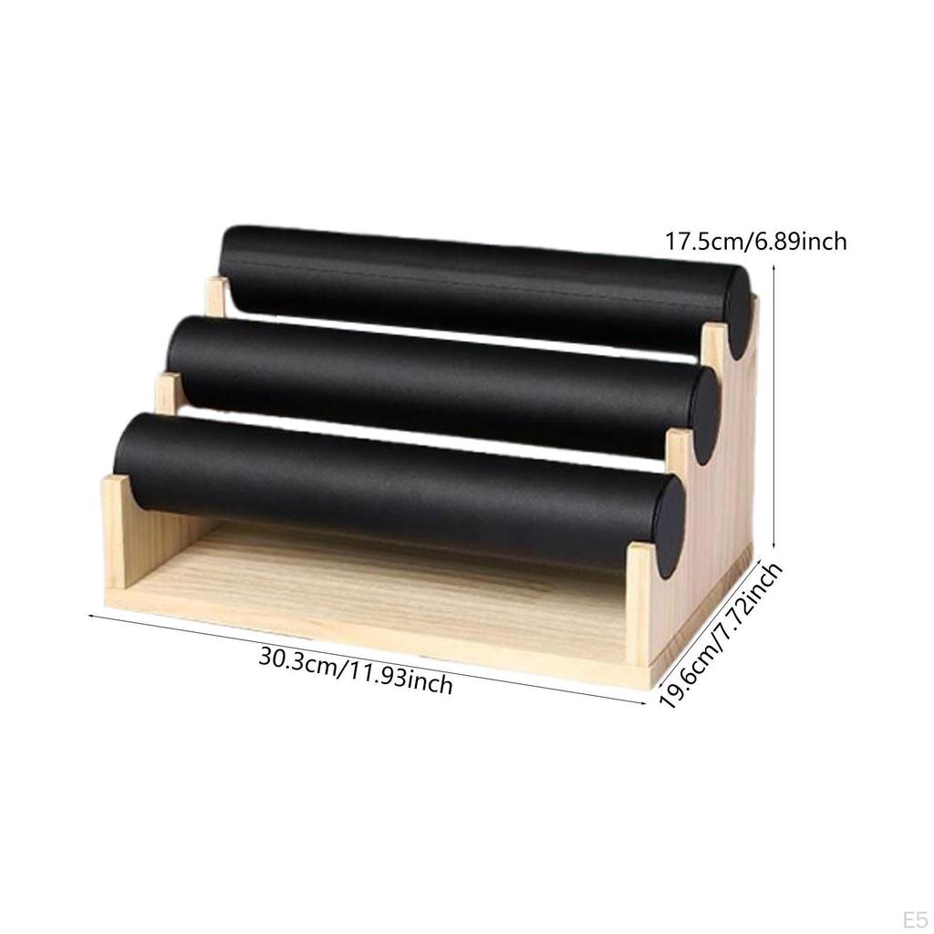 3 Tier Bracelet Display Stand with Wooden Base, for Home, Dressing Table