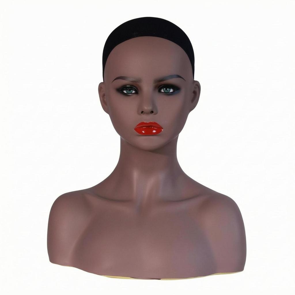 Manikin Head with Shoulders PVC Mannequin Bust Extended Neck