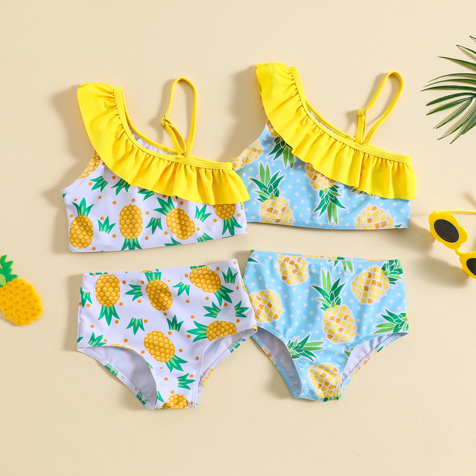 

Exclusive Pineapple Print One-Piece Swimsuit Set for Baby Girls 80 жёлтый