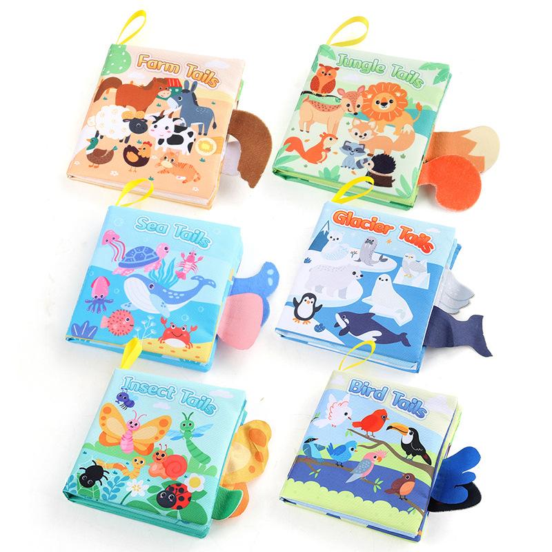 0-3 Years Old Baby Tail Cloth Book 6 Themes Forest Insects Animal Palm Book Early Education Toys