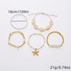Boho Starfish Shell Bracelet Set For Women 5Pcs Gold Tone Beaded Stackable Summer Beach Jewelry For Casual Vacation Wear