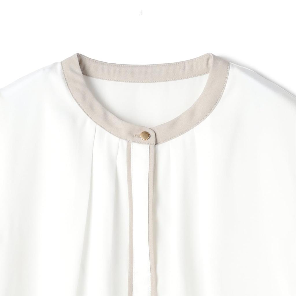 color scheme cool to the selectable for collar blouse [Aoki] Short-sleeved blouse, design, touch, washable, design, cut-and-sew, commuting, office,