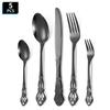 Royal Court Embossed Stainless Steel Cutlery Set – Retro Hollowed Knife, Fork, and Spoon