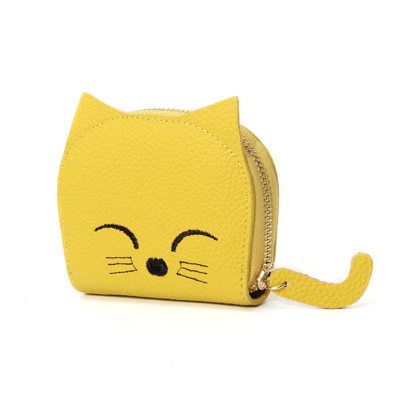 

2024 Женский милый кожаный держатель для карт с подвеской в виде котенка - Слоты для нескольких карт