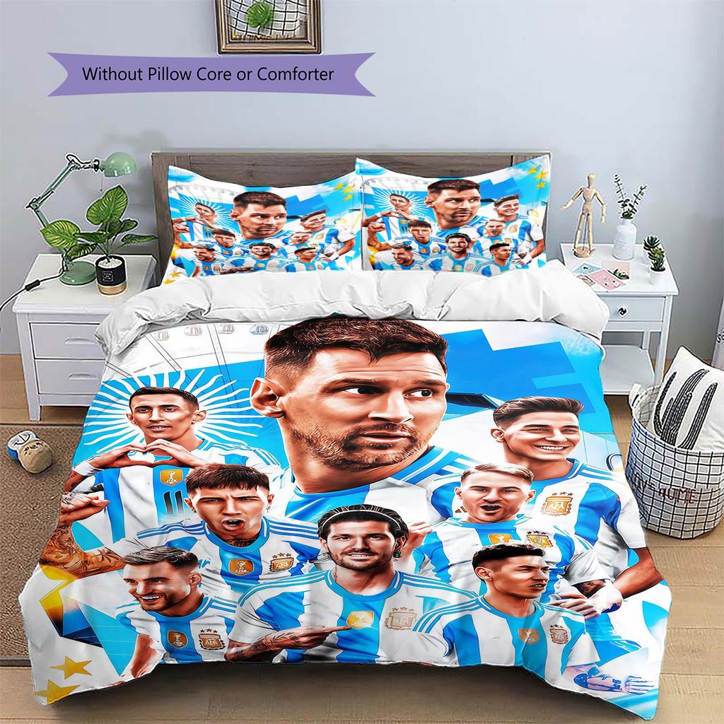 Argentina National Football Team Pattern Bedding,Quilt Set Quilt Cover Pillowcase Home Birthday Gift(1 * duvet cover + 2 * pillowcase, without core)