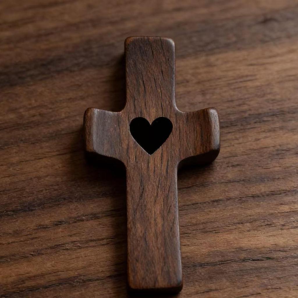 American Black Walnut Wood Cross Handle Piece - Easter Gift