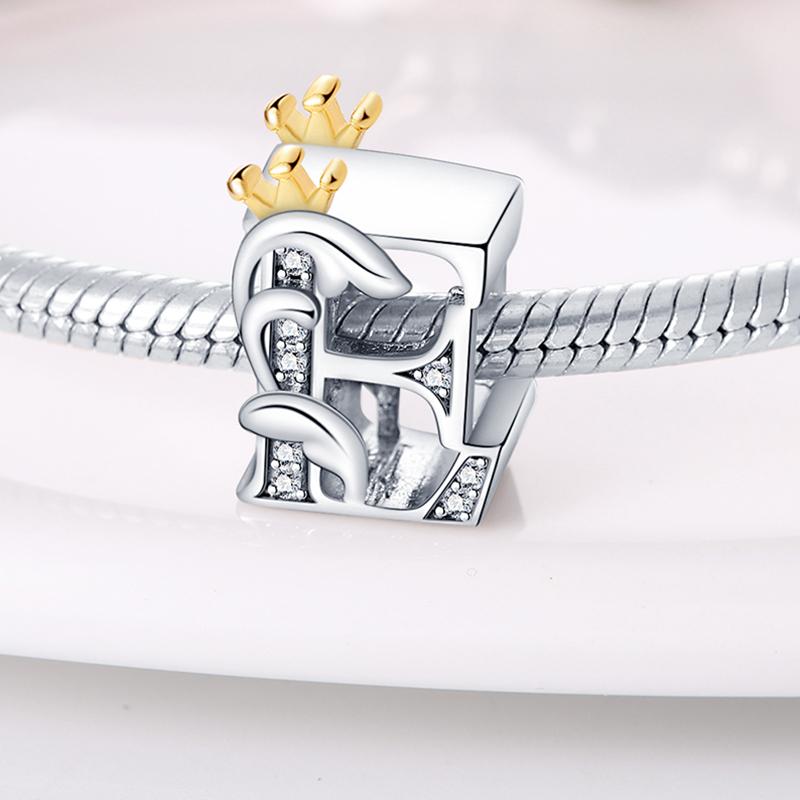 Copper Original Crown 26 Letters Charm Beads Fits Bracelets Bangle Necklace For Women Luxury Diy Jewelry Fine Gifts