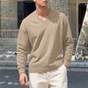 Spring Autumn Soild Color Jacquard V Neck Sweatshirt Knit Pullover Men's Casual Sweatshirts Long Sleeved Tops Sportwear