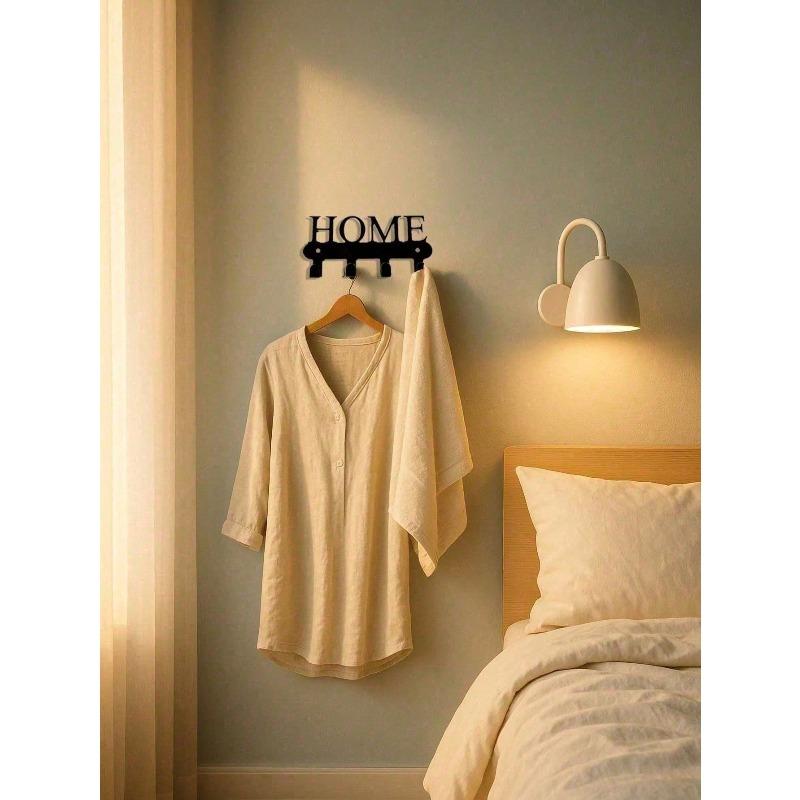 Wall Mount Key Holder with 5 Hooks Rust Resistant Metal Entryway Organizer for Keys Coats Hats Home Decor Gift