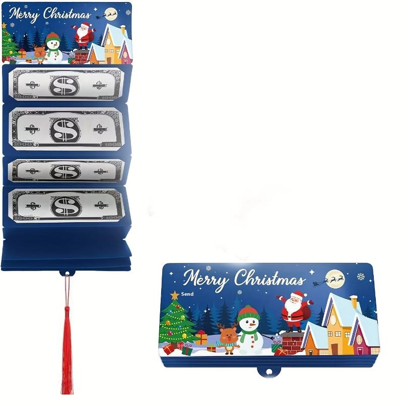 2026 Christmas Santa Claus Xmas Tree Folding Banknote Card Envelope With 10 Card Slot Merry Christmas Decorations For Home
