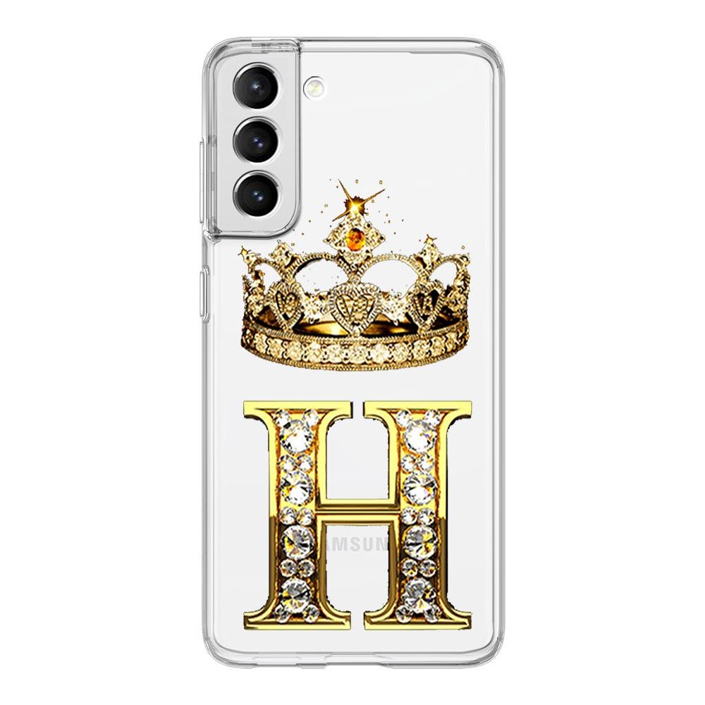 Diamond Crown Letter 26 Letters Phone Case For Samsung Galaxy S23 S22 S20 Ultra S21 FE 5G S10 S9 Plus S10E S8 Note 20 Soft Cover