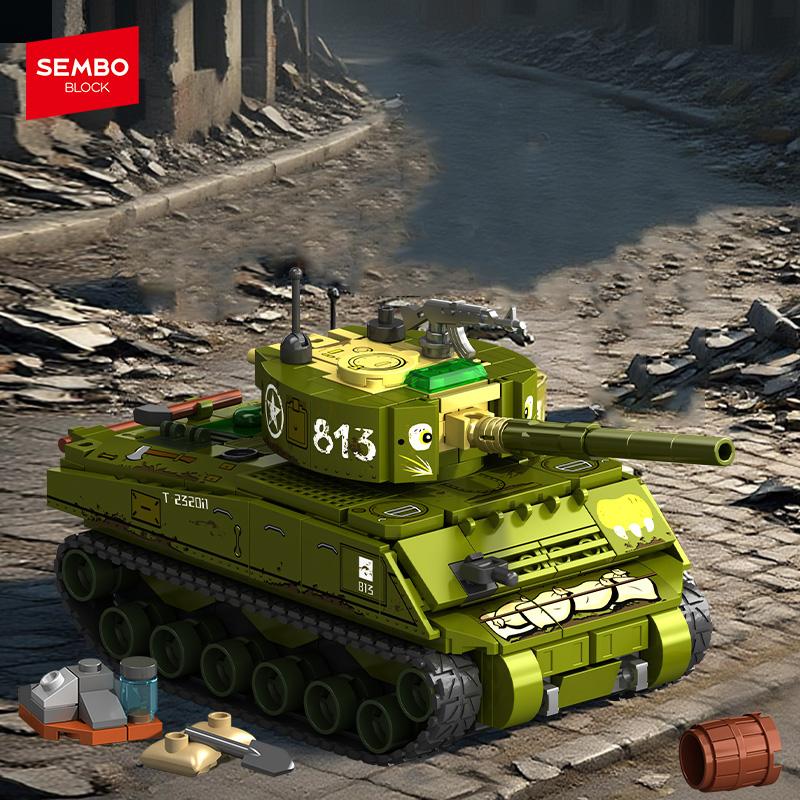 Non-Toxic Sembo Block Tank Series Battle Tank Assemblage Building Blocks Moc Military Vehicle Soldiers Model Bricks Kids Toy Children Gifts