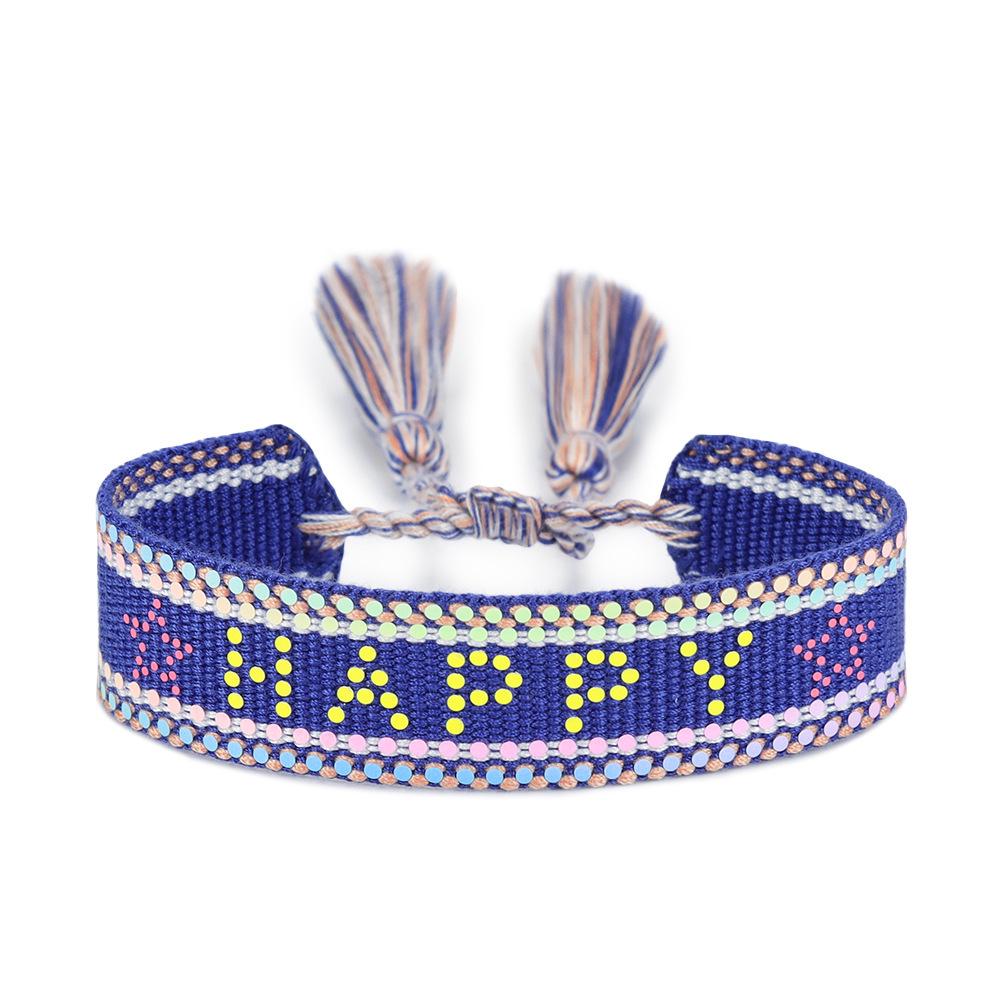 Handmade Gradient Sequin Bracelet with Creative Letter Design for Women