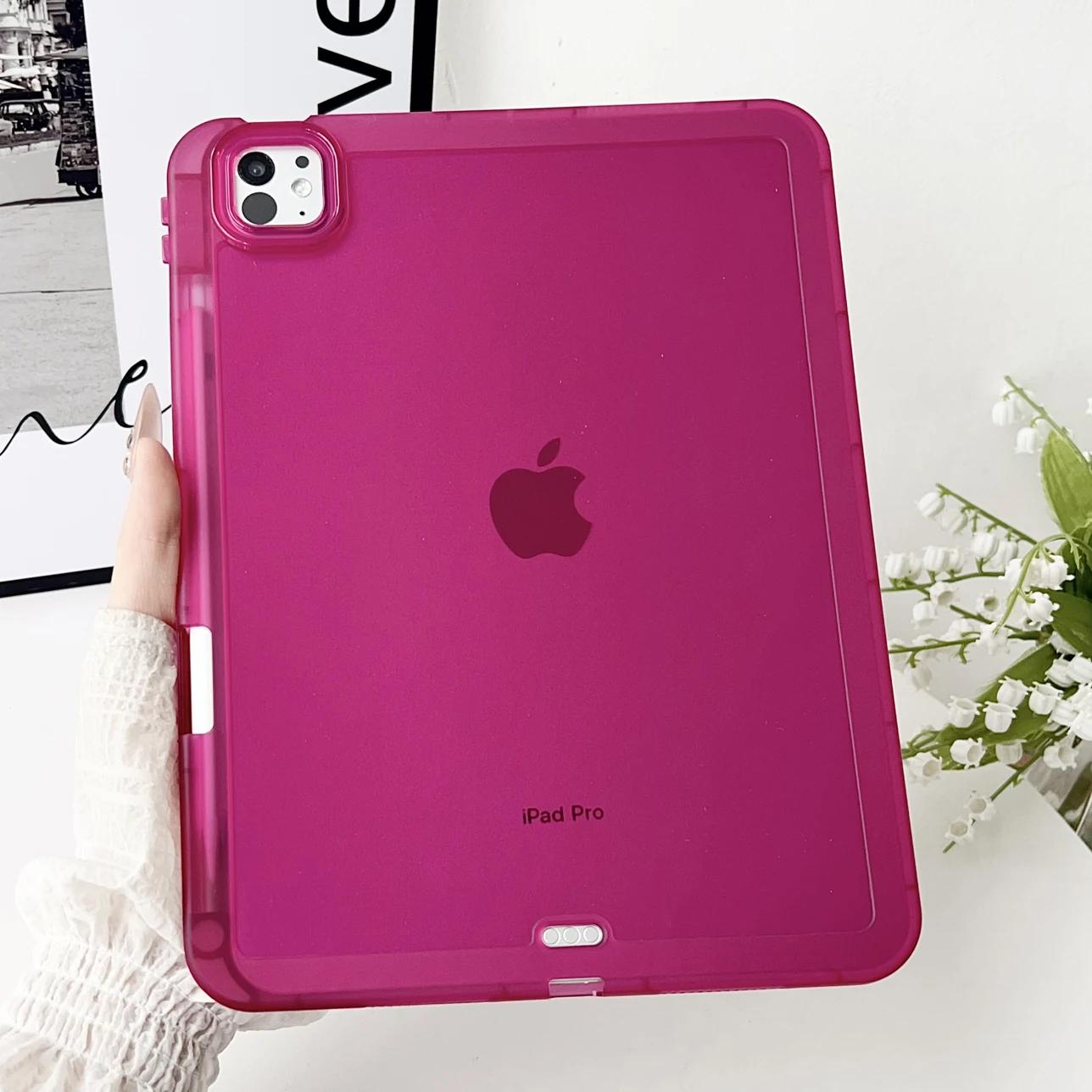 

Чехол для планшета для iPad 6 7 8 9 10-го поколения Чехол Air 4 5 Pro 10.2 10.9 11 дюймов Mini со слотом для карандаша Мягкий прозрачный чехол Mini 6th 7th красный