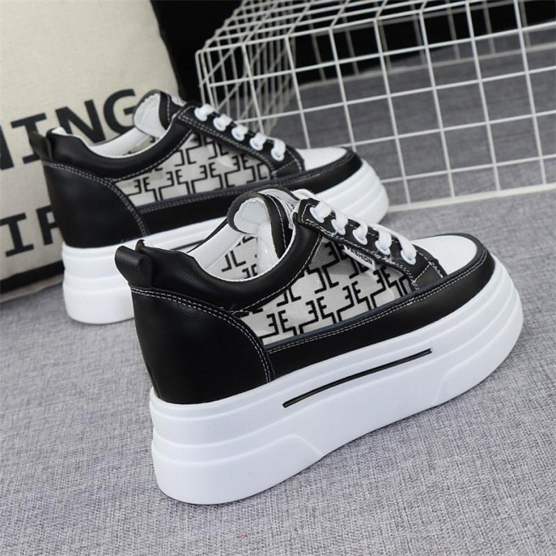 fashion 8CM Hidden Heels White Platform Wedges Sneakers Women Shoes High Top PU Leather Tenis Feminino Casual Basket Femme
