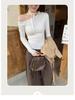 Petite Korean Halter Neck Off-Shoulder Long Sleeve Women's Shirt, Autumn Winter 2025 Collection