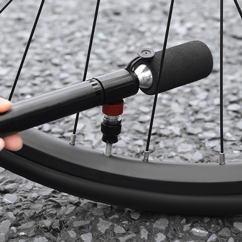 Portable Bike Tire Inflator Double Valves Portable Small CO2 Cycle Tire Pump Fast Inflator Space Saving Frame Mount