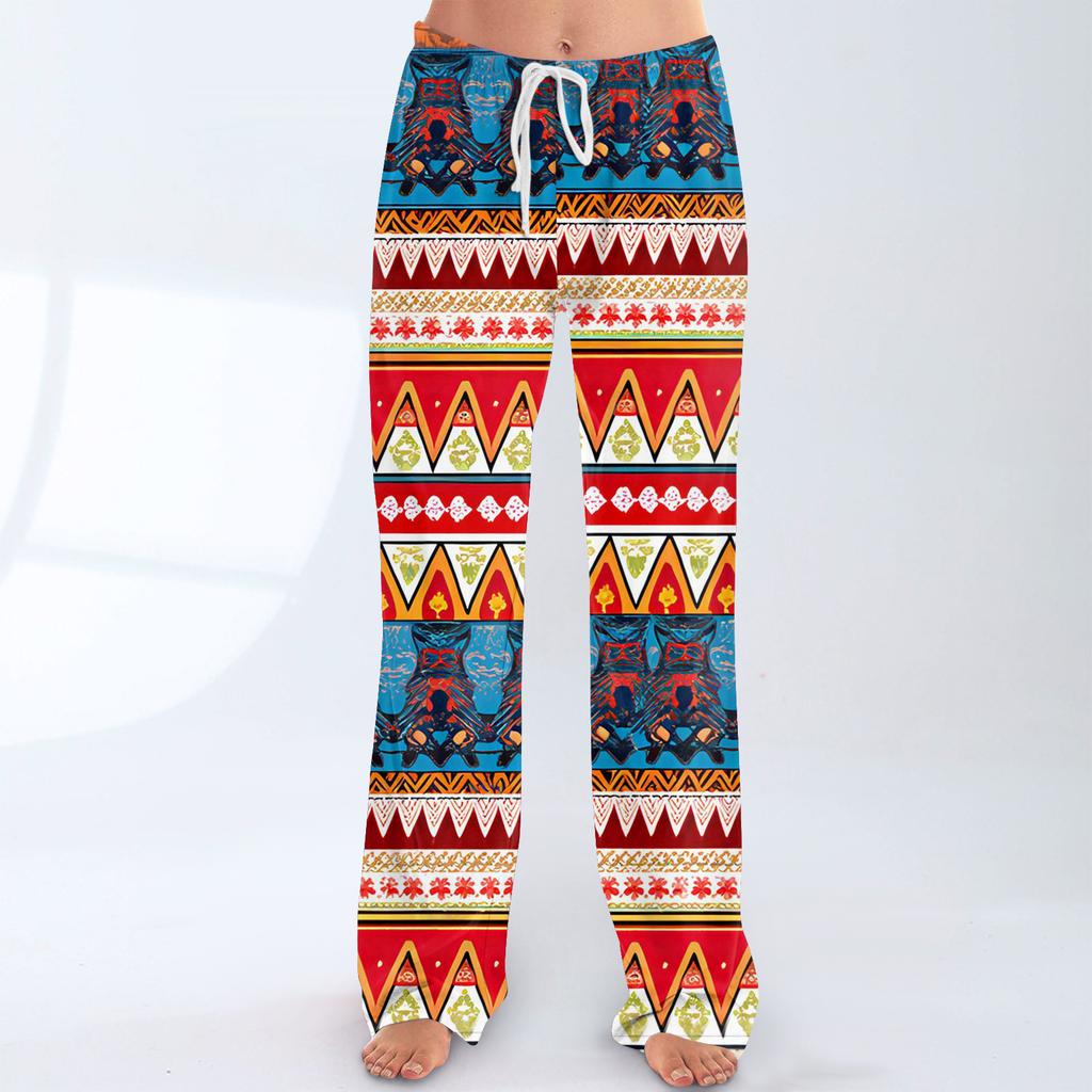 Women's Fashion Loose-Fit Drawstring Elastic Waist Casual Printed Pants