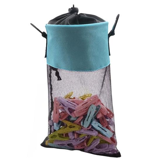 Mesh Clothespin Bag Holder with Drawstring Closure Breathable Moisture Resistance Large-Capacity Clothespin Storage Organizer
