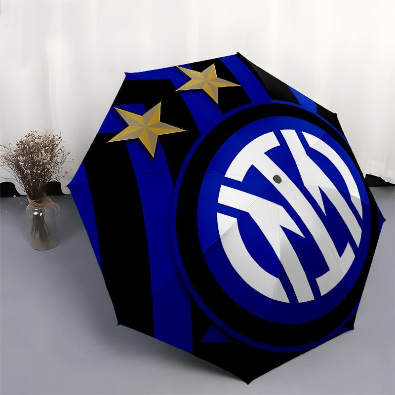Inter Milan, Badge Automatic Opening and Closing, 8 Rib Structure Portable Umbrella, Suitable for Men and Women In All Seasons Perfect Gift