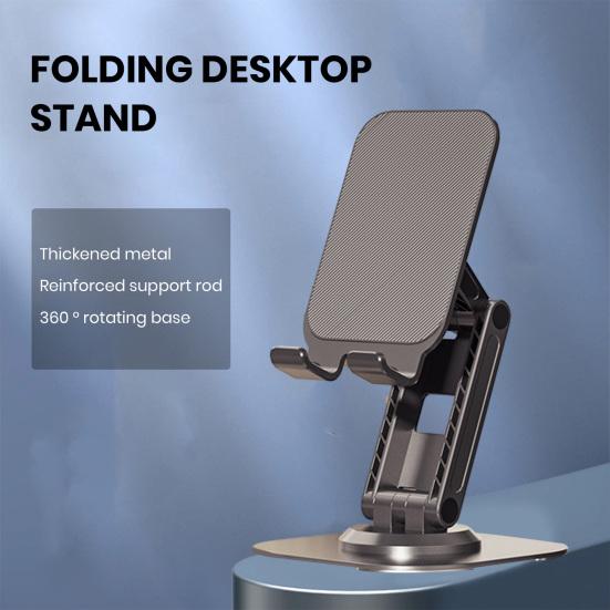 Aluminum Alloy Phone Rotatable Non-slip Foldable Holder 360° Heavy Duty Desktop Tablet Mobile