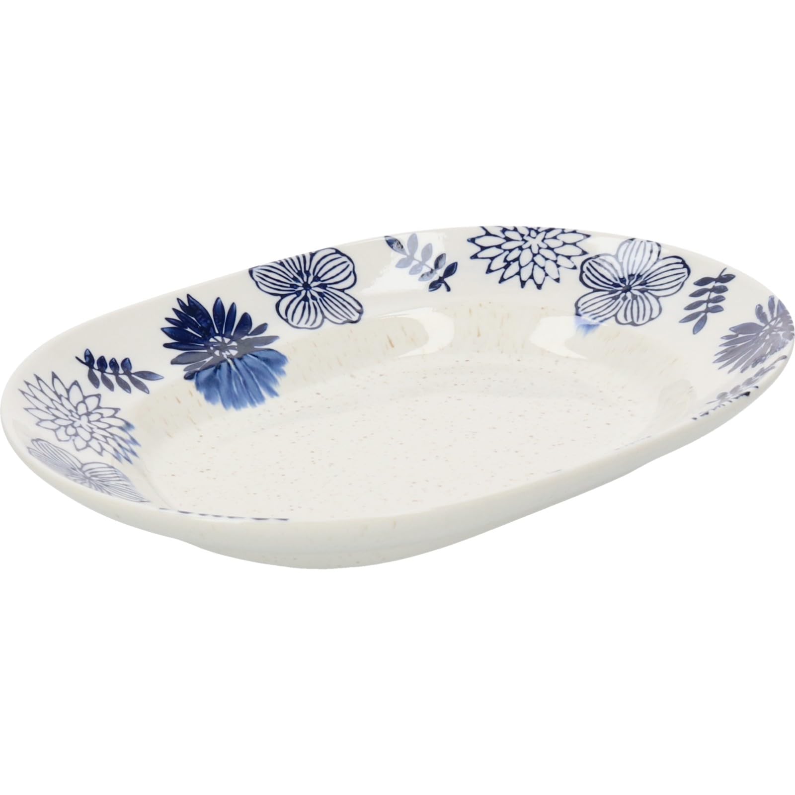 Aito Seisakusho Oval 21 x 15 Floral Mino Dishwasher Made in Japan  Garden  Plate, Medium, Approx. cm, Pattern, White, Ware, Safe, белый