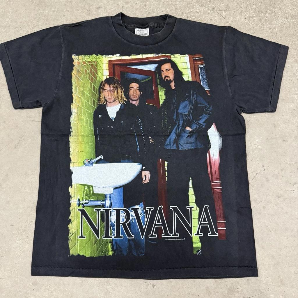 Vintage NIRVANA 1998 Flipper T T-Shirt Size L Single Stitch Double Sided AOP Boot