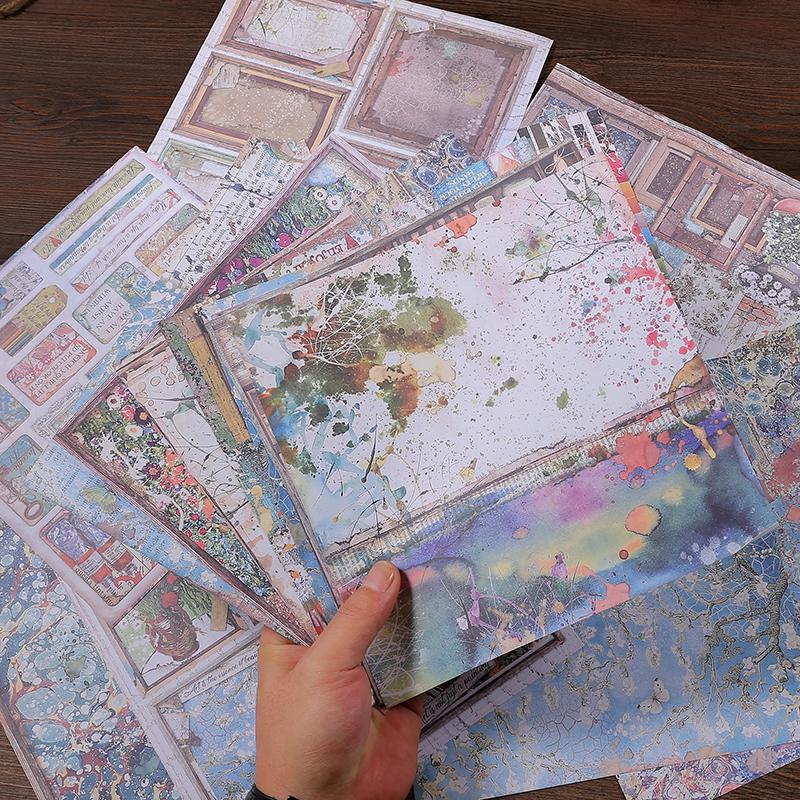 Large Retro Double-Sided Adhesive Journal Base and Decorative Background Paper Stickers