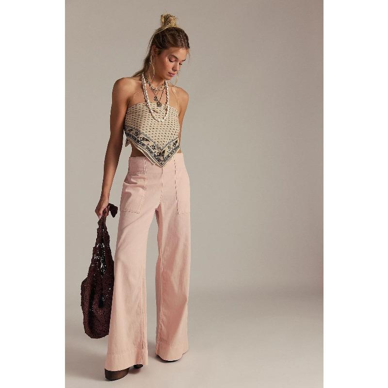 QICED Women's Fashion Casual Solid Color Print Pants & Capris Casual Chic