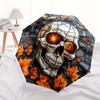 Halloween Skull Stained Window PanelUmbrella, Portable 3-Fold Compact Umbrella for Men & Women Gift
