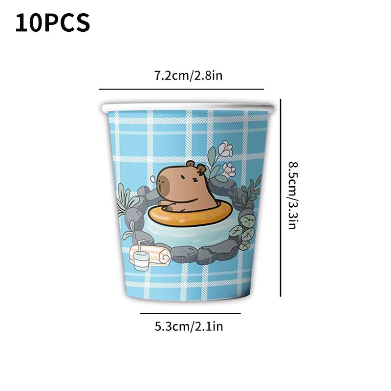 Capybara Theme Disposable Tableware Set Cartoon Capybara Tablecloth Cups Plates Napkin Happy Birthday Banner Kids Party Supplies