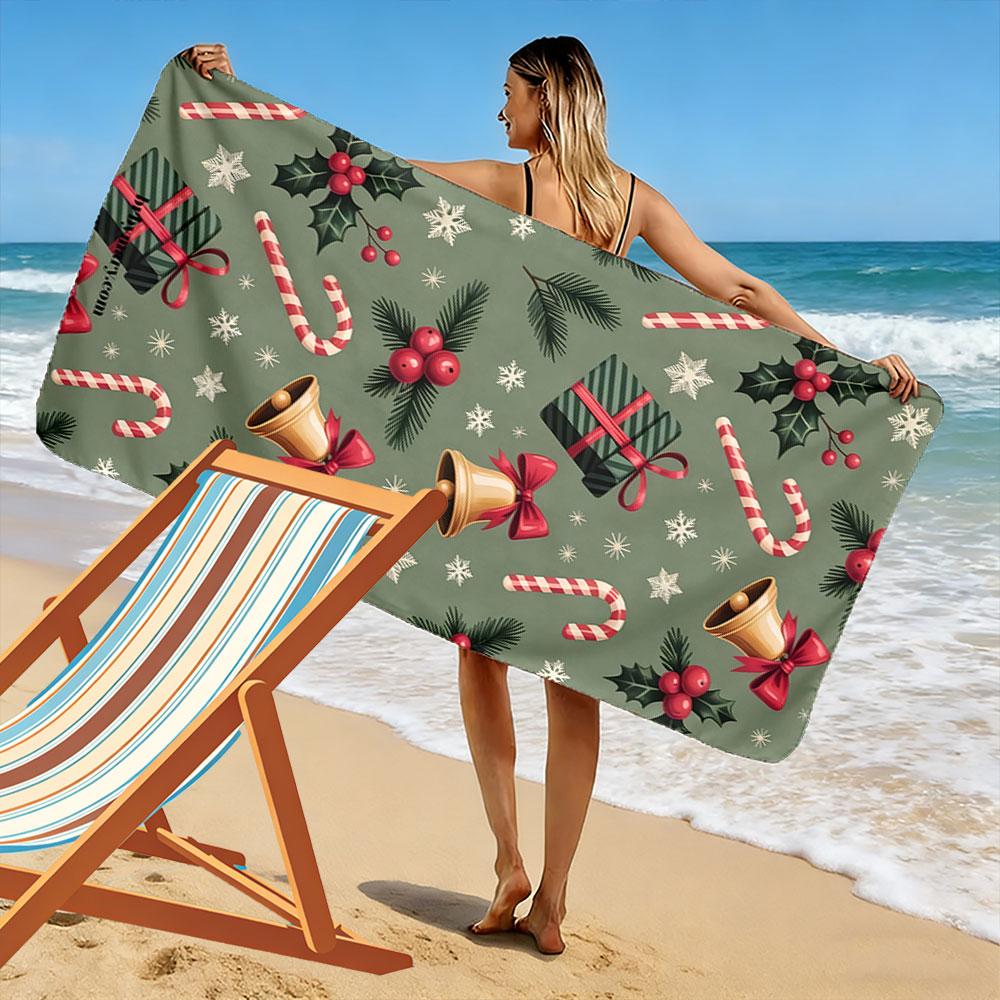 Festive holiday enchantment Print beach towel, quick drying, suitable for travel, outdoor sports, jogging, the beach and swimming, gift