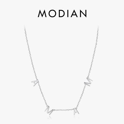 MODIAN 925 Sterling Silber Klassische Einfache MAMA Anhänger Halskette Glänzende Rose Gold Farbe Halskette Für Frauen Edlen Schmuck Geschenk