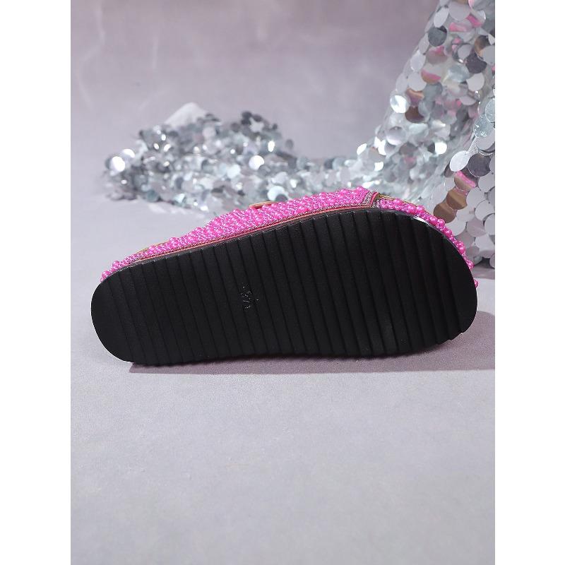 Slippers Women's Summer Thick-soled Pearl Rhinestone Sandals and Slippers