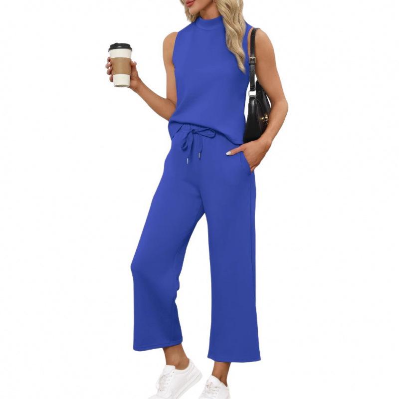 2025 Summer Women's Cross-Border Suit: Vest Top & Wide-Leg Cropped Pants