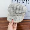Autumn and Winter New Plush Plaid Temperament Fashionable Warm Octagonal Hat Women's Literary and Artistic Face Newsboy Hat