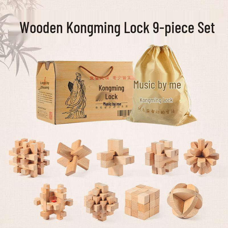 Kongming & Luban Wooden Lock Set: Children's Educational Decompression Toys