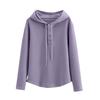 Women Hoodie Fall Long Sleeve Button Up Drawstring Hooded Sweatshirt Loose Fit Casual Thin Pullover Top