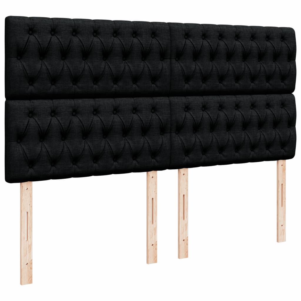 Box Spring Bed with Mattress Black 180x200 Cm Fabric