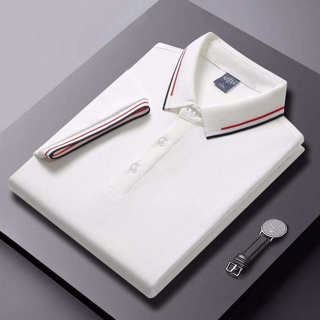 Men's POLO T-shirt Short sleeve shirt 5XL high stretch ice silk summer business casual non-ironing solid color anti-wrinkle