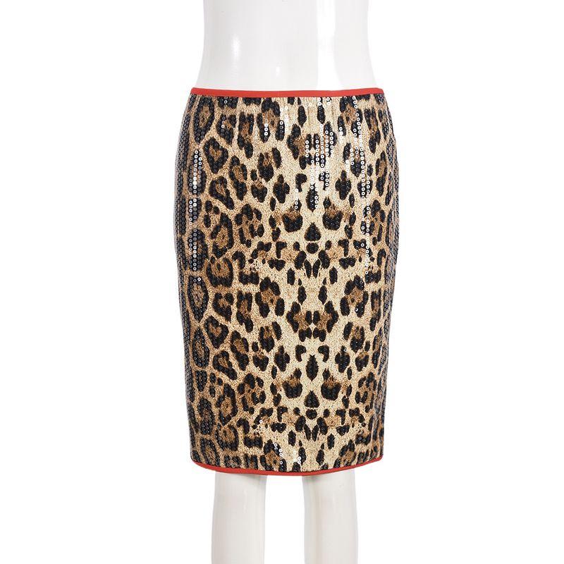 

Сексуальный тренд Сексуальная женская юбка с леопардовым принтом и пайетками Новая модная стильная уличная короткая эластичная двухслойная юбка для женщин Leopard print L