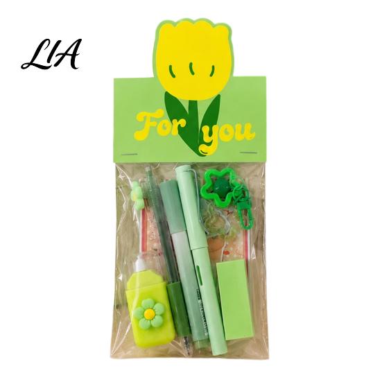 Cute Stationery Set Flower Set, Macaron Color Correction Tape And Smooth Gel Pens Writing Pens, Portable Homework Essentials for Students Shaped