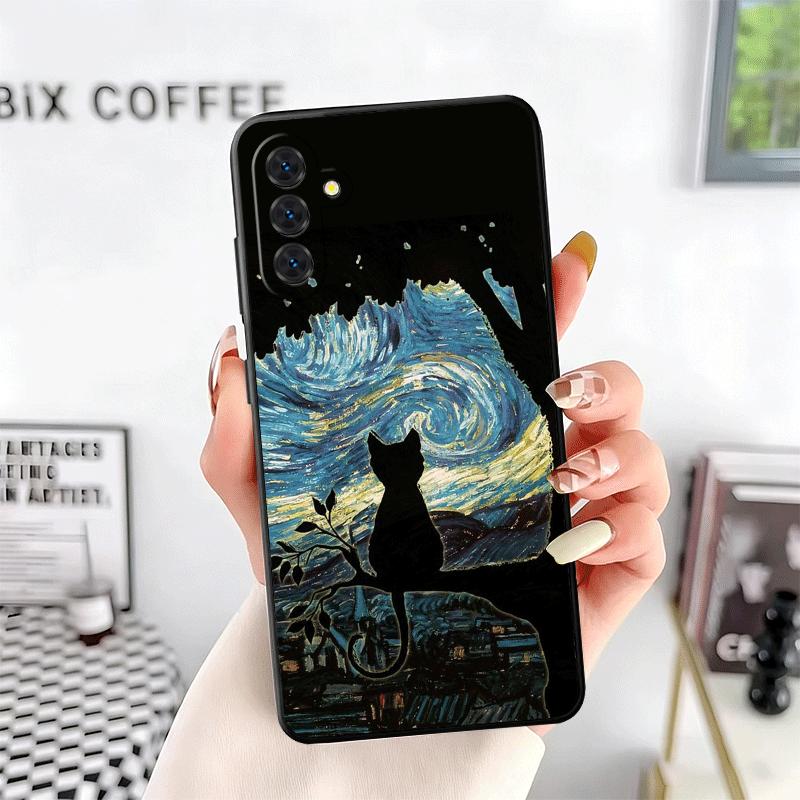 Black Cat Aesthetic Pattern Soft Phone Case for Samsung A17 A37 A57 A16 A26 A36 A56 A15 A25 A35 A55 A14 A24 A34 A54 A13 A23 A33
