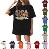 Damen Rundhals Bedrucktes Kurzarm T-Shirt Top