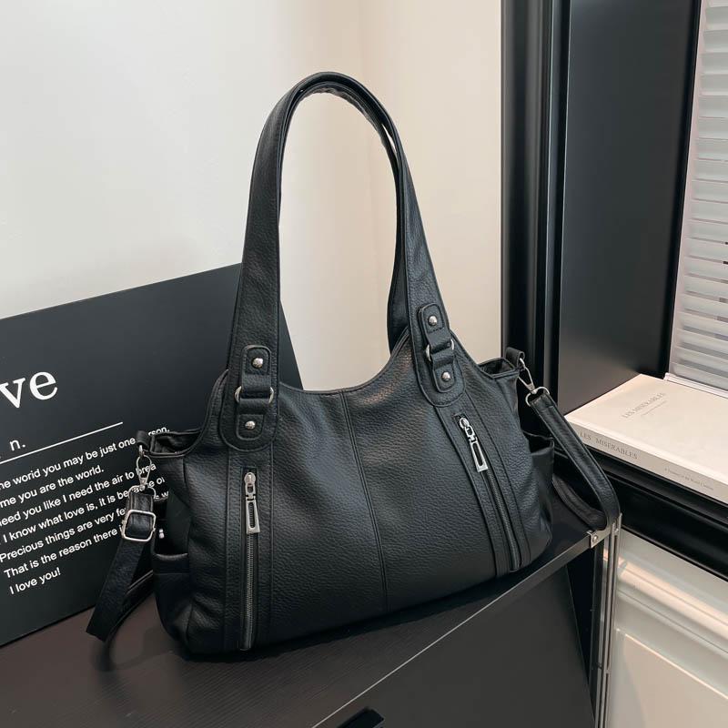 Womens Stylish Litchi Texture Handbag Adjustable Strap Vintage Leather Shoulder Bag for Daily  for Daily Commute Work Shopping and Weekend Outings