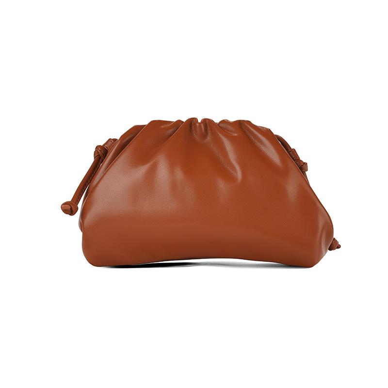 Women's 2024 Soft Leather Pleated Handbag - Evening, Shoulder, and Messenger Bag with Solid Color Texture.