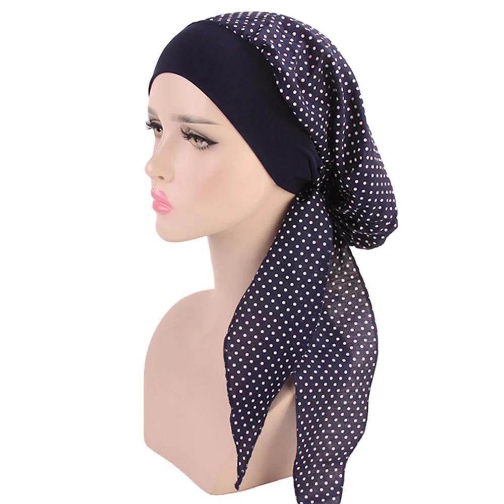 

Горячая женская мусульманская тюрбан-хиджаб, шляпа для химиотерапии при раке, кепка с цветочным принтом, повязка на голову от выпадения волос, эластичная бандана, предварительно завязанная головная повязка